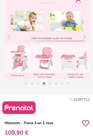 Trona 3 en 1 rosa y blanca