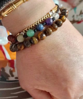 PULSERA UNISEX DE OJO DE TIGRE CUENTAS 8 MILÍMETRO