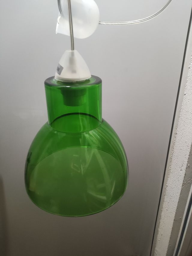 2 Lamparas techo cristal azul y verde