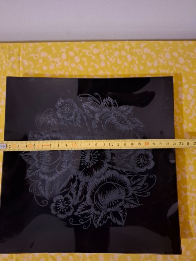 Bandeja cristal grabada