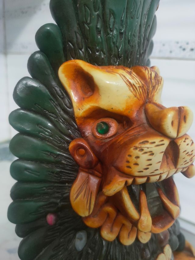 FIGURA XL BOTELLA AZTECA MAYA MEXICO OBSIDIANA