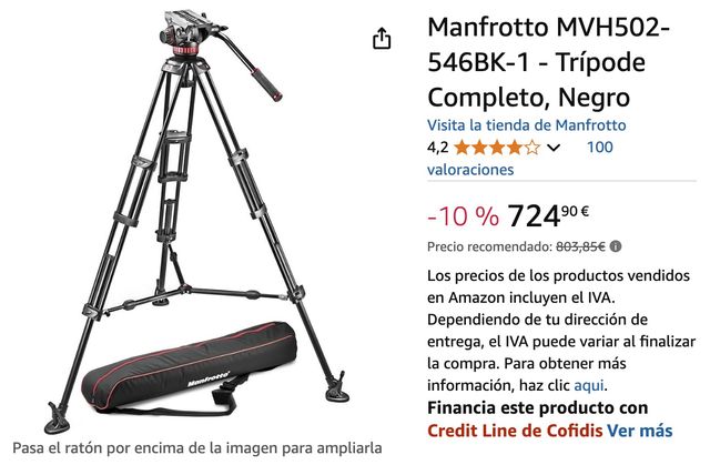Trípode Manfrotto PRO 546B + rotula MVH502 + bolsa