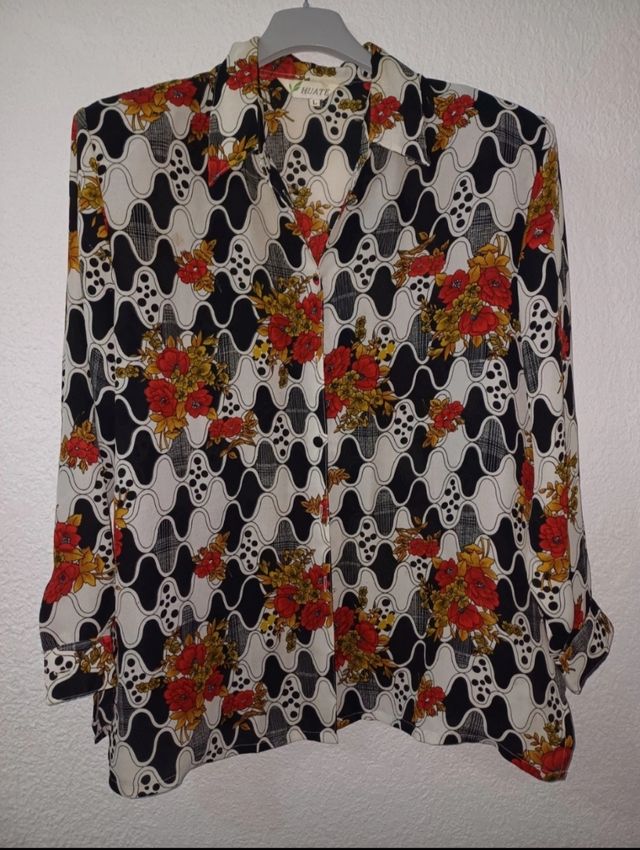 Camisa estampada manga larga 