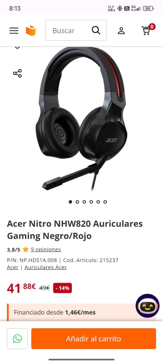 Cuffie Acer Nitro Gaming NHW820 SIGILLATE