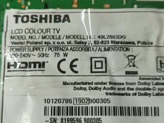 TOSHIBA 49L2863DG,  KIT 6 TIRAS LED (ref.220)