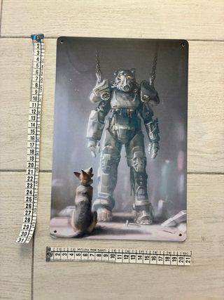 Fallout dogmeat T45 power armor poster alluminio