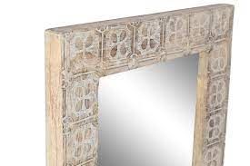 Espejo decorativo grande de madera de mango macizo