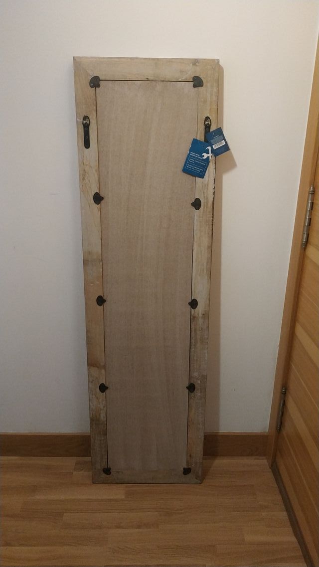 Espejo decorativo grande de madera de mango macizo