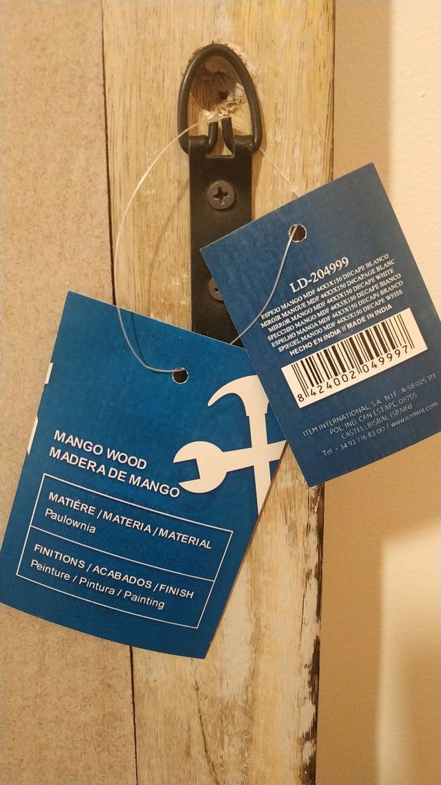 Espejo decorativo grande de madera de mango macizo