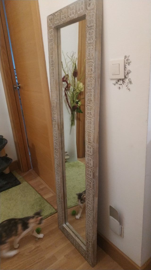 Espejo decorativo grande de madera de mango macizo