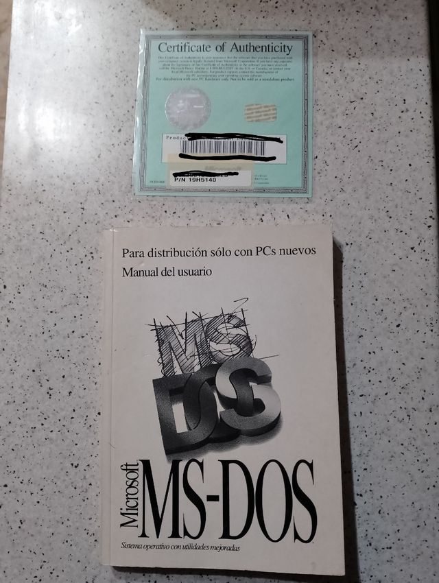 Discos, manual y certificado MS-DOS 6