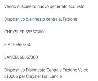 Cuscinetto frizione valeo lancia 