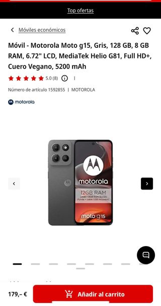 Móvil  Motorola Moto g15 Gris