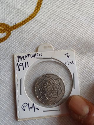 Moneda de plata qurto real maruecos 1911