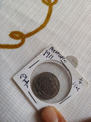 Moneda de plata qurto real maruecos 1911