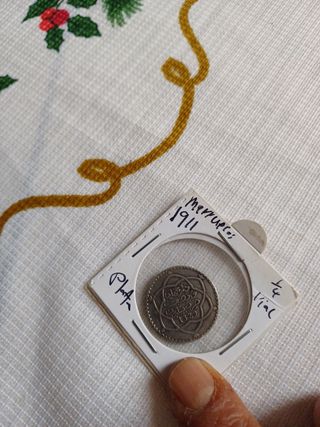 Moneda de plata qurto real maruecos 1911