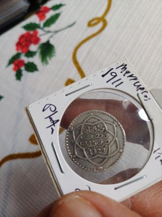 Moneda de plata qurto real maruecos 1911