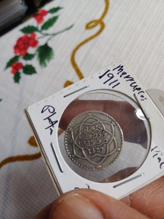 Moneda de plata qurto real maruecos 1911