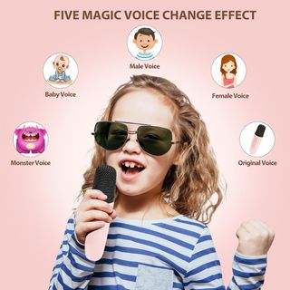 Mini Karaoke 2 Micrófonos para Niños, Rosa