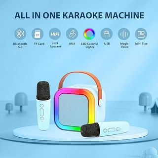 Mini Karaoke 2 Micrófonos para Niños, Azul
