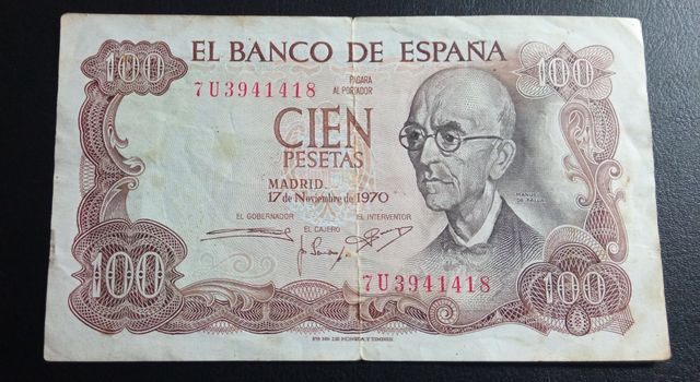 🌷 3 billetes 100 pesetas 1970 🌷