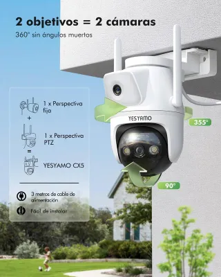 Cámara de vigilancia con doble objetivo