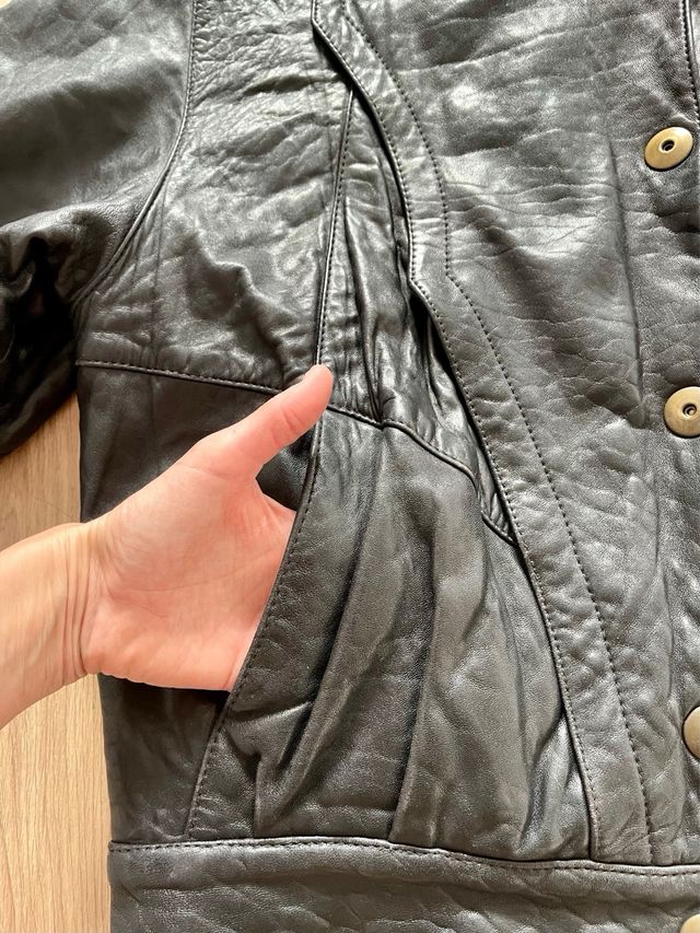 Cazadora vintage unisex de piel ovina