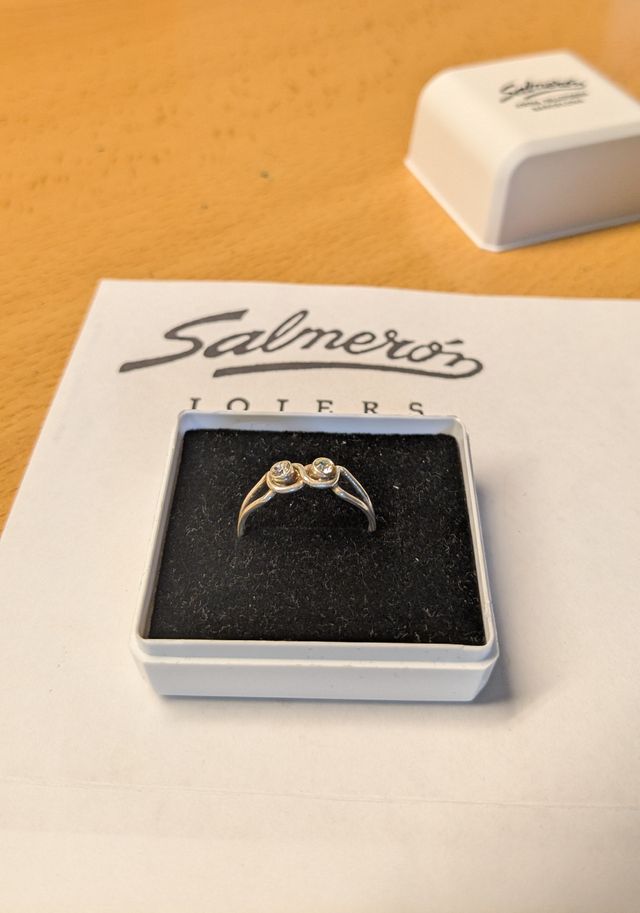 Anillo de Plata con Dos Circonitas – Talla 16.9 mm