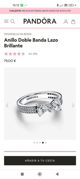 Anillo de plata Pandora