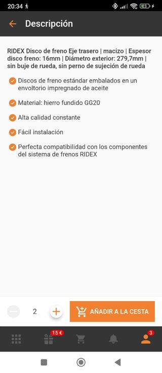 2 Discos de freno eje trasero nuevos