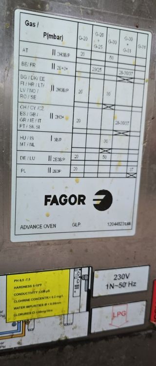HORNO FAGOR CONCEPT 20 GN GAS