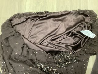 Vestido fiesta seda marron. Tintoretto.