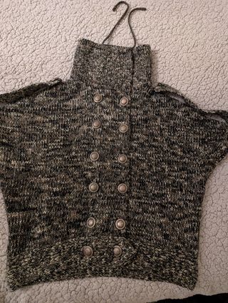 Camisola-casaco em tons castanho e preto