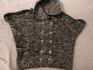 Camisola-casaco em tons castanho e preto