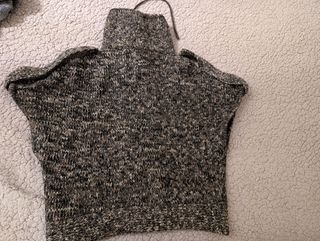 Camisola-casaco em tons castanho e preto