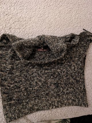 Camisola-casaco em tons castanho e preto