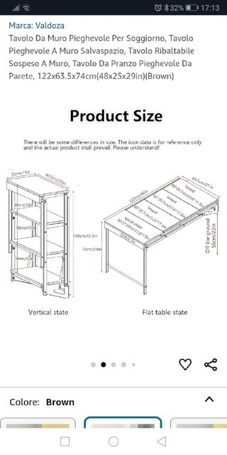 Tavolo pieghevole salvaspazio da parete