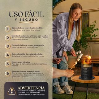 Chimenea Bioetanol Mesa de 39 x 19 x 19 cm con Bol