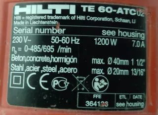 Martillo percutor Hilti TE-60 LEER BIEN!!