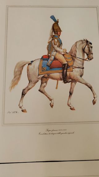 Litografie "soldati a cavallo"