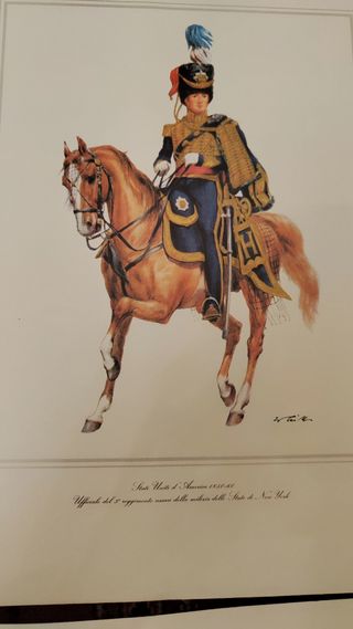 Litografie "soldati a cavallo"