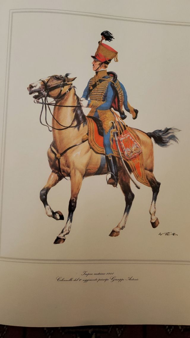 Litografie "soldati a cavallo"