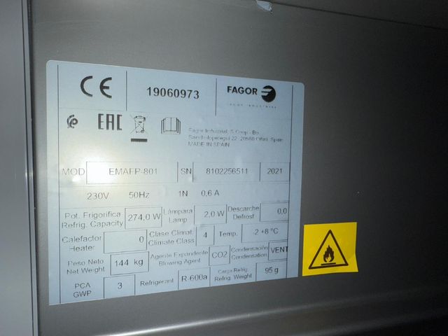 ARMARIO DE REFRIGERACIÓN FAGOR 1 PUERTA