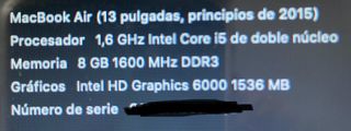Apple MacBook Air de 13 pulgadas 2015, 8 GB, 128 G