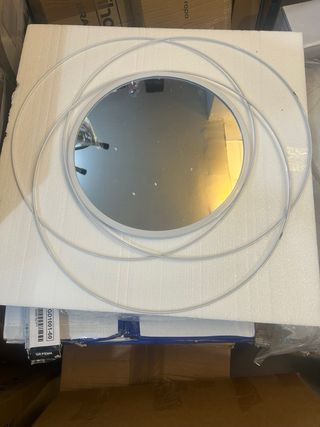 HLFMVWE Espejo circular blanco para pared con marc