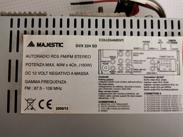 Autoradio digitale Majestic DVX 224 SD