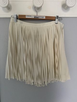 Falda de flecos color blanco roto/crema