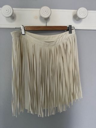 Falda de flecos color blanco roto/crema