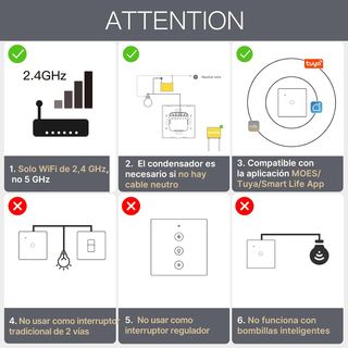 Interruptor de Luz Inteligente WiFi Táctil 1 Vía