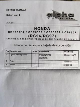 Bieletas honda cbr650 y cb 650